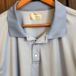 SUNICE XXL POLO/GOLF SHIRT - LIGHT BLUE STRIPE WITH BLUE COLLAR POLYESTE…